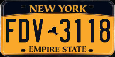NY license plate FDV3118