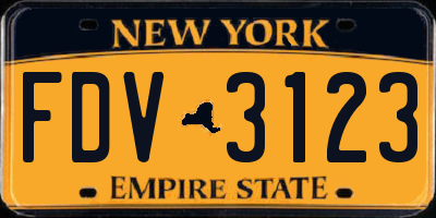 NY license plate FDV3123