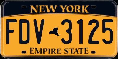NY license plate FDV3125