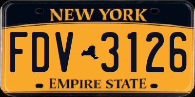 NY license plate FDV3126