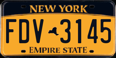 NY license plate FDV3145