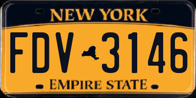 NY license plate FDV3146