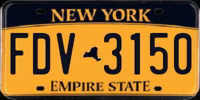NY license plate FDV3150