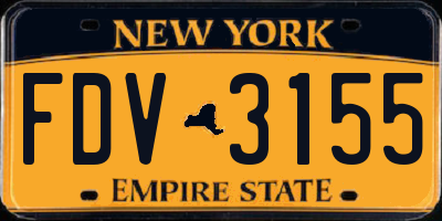 NY license plate FDV3155