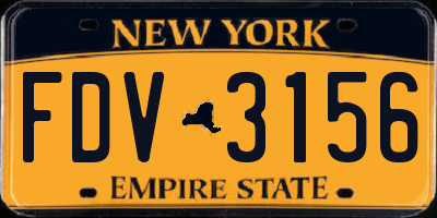NY license plate FDV3156