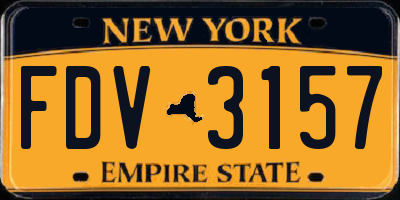 NY license plate FDV3157