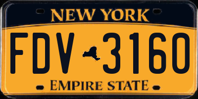 NY license plate FDV3160