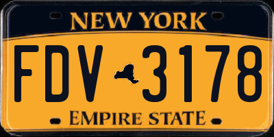 NY license plate FDV3178