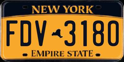 NY license plate FDV3180