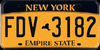 NY license plate FDV3182