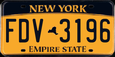 NY license plate FDV3196