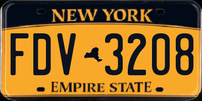 NY license plate FDV3208