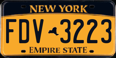 NY license plate FDV3223