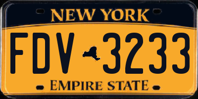 NY license plate FDV3233