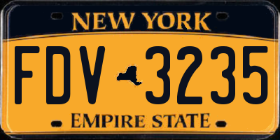 NY license plate FDV3235