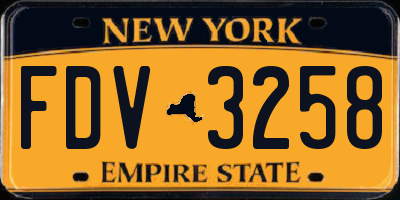 NY license plate FDV3258