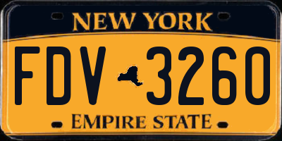 NY license plate FDV3260