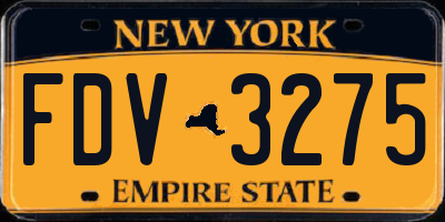 NY license plate FDV3275