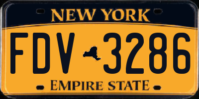 NY license plate FDV3286
