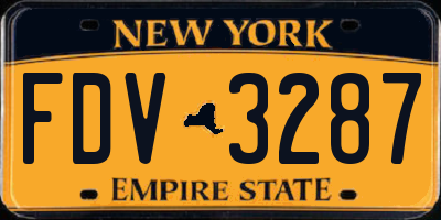 NY license plate FDV3287