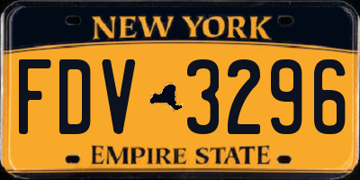 NY license plate FDV3296