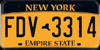 NY license plate FDV3314
