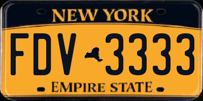 NY license plate FDV3333