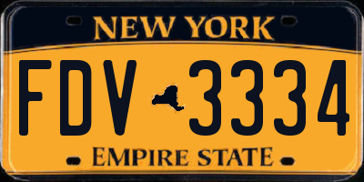 NY license plate FDV3334