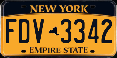 NY license plate FDV3342