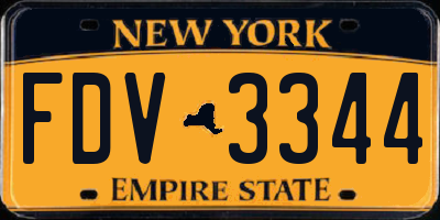 NY license plate FDV3344