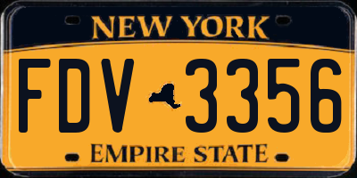 NY license plate FDV3356