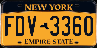 NY license plate FDV3360
