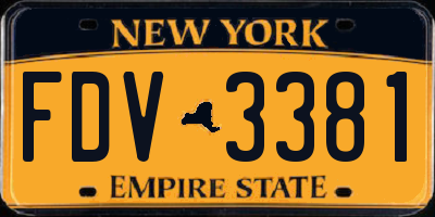NY license plate FDV3381
