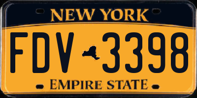 NY license plate FDV3398