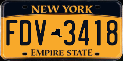 NY license plate FDV3418