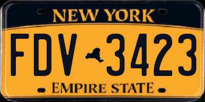 NY license plate FDV3423