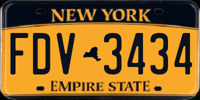 NY license plate FDV3434