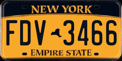 NY license plate FDV3466