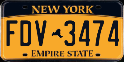 NY license plate FDV3474