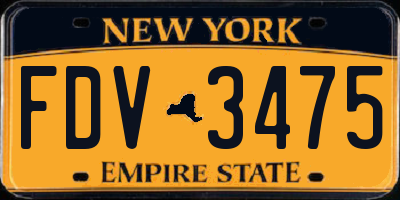 NY license plate FDV3475