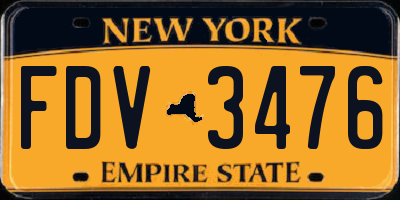 NY license plate FDV3476