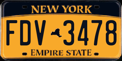 NY license plate FDV3478