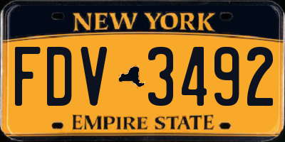 NY license plate FDV3492