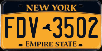 NY license plate FDV3502