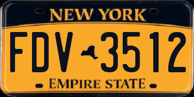 NY license plate FDV3512