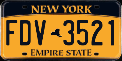 NY license plate FDV3521