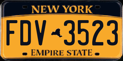 NY license plate FDV3523