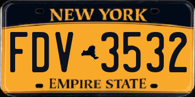 NY license plate FDV3532