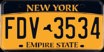 NY license plate FDV3534