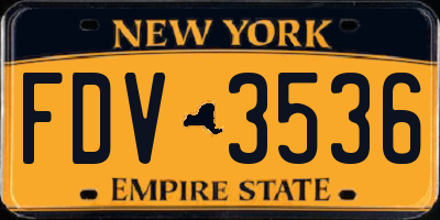 NY license plate FDV3536